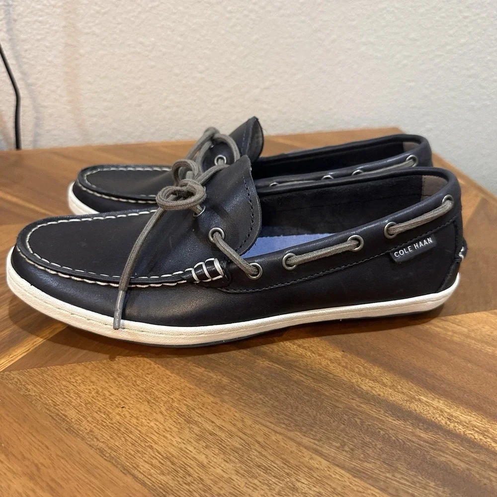 Cole Haan Mens Pinch Roadtrip Camp Moc Blue 7.5 M Navy Leather Boat Shoe Driving